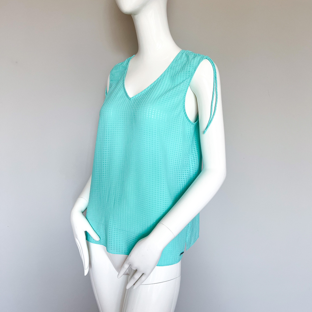 NEW Armani Exchange AX Turquoise Textured Tank Top Sleeveless Blouse Mint M